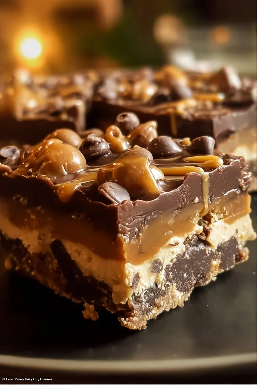 Delicious Better Than Anything Bars on a plate ready to be served.