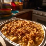 Creamy onion chicken bake dish ready to serve on a plate.